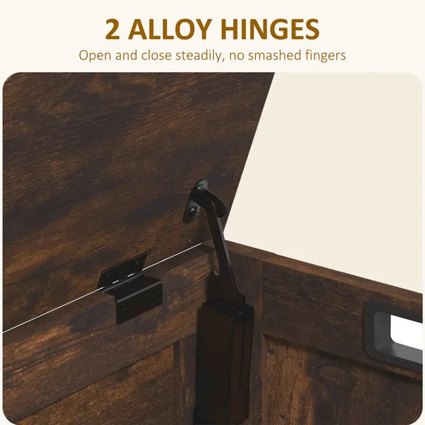29.9" Wooden Storage Trunk Rustic Brown with 2 Safety Hinges Side Handles Storage Chest for Playroom - product image 5