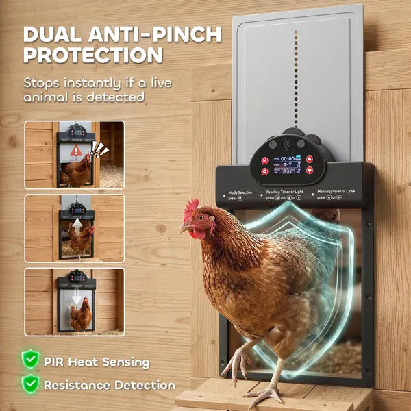 PawHut 2K HD AI Camera Automatic Chicken Coop Door with APP Remote Control, WiFi Solar Powered with 5200 mAh Large Battery - product image 6