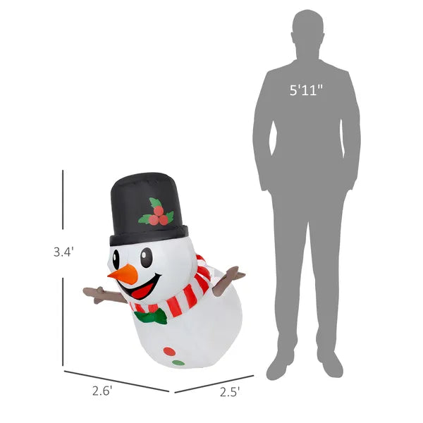 3 ft Inflatable Snowman, Lean Out from Window Outdoor Decoration with LED Lights, Blow-Up Outdoor Christmas Display for Party - product image 3