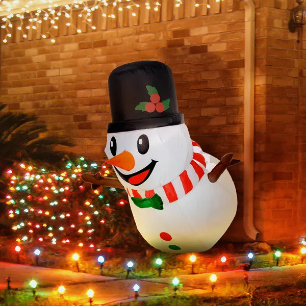 3 ft Inflatable Snowman, Lean Out from Window Outdoor Decoration with LED Lights, Blow-Up Outdoor Christmas Display for Party - product image 9