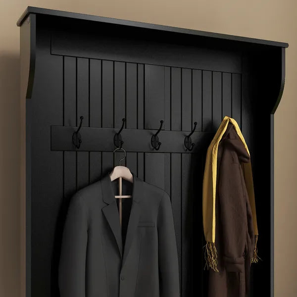 HOMCOM 3-In-1 Entryway Bench with Coat Rack, Hall Tree with Bench and Shoe Storage, 5 Hooks for Hallway - product image 7