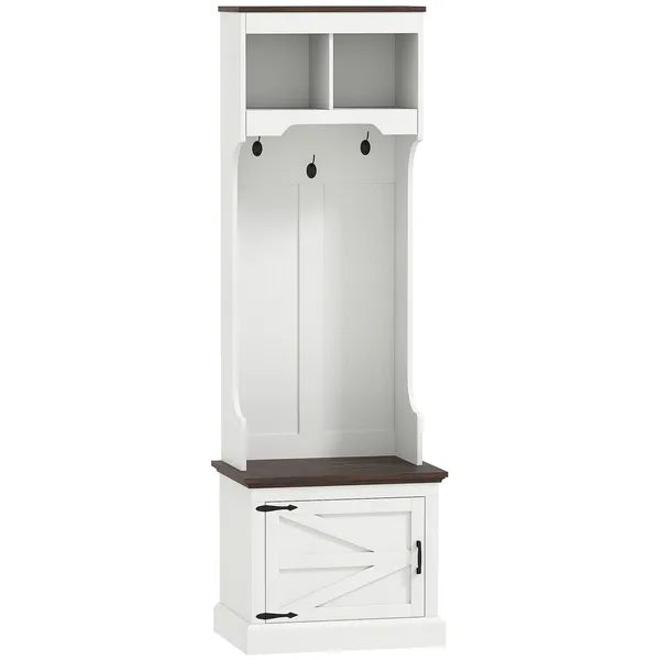 HOMCOM 3-in-1 Hall Tree with Shoe Storage Bench Coat Rack and 3 Hooks White Wood Grain - product image 12