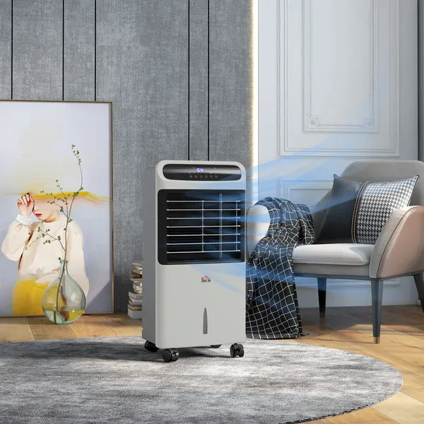 HOMCOM 3-In-1 Ice Cooling Fan, Mobile Evaporative Air Cooler with Remote, Timer, Oscillating for Home Office, Bedroom, Gray - product image 10