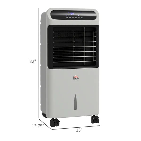 HOMCOM 3-In-1 Ice Cooling Fan, Mobile Evaporative Air Cooler with Remote, Timer, Oscillating for Home Office, Bedroom, Gray - product image 3