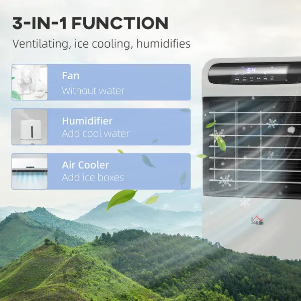 HOMCOM 3-In-1 Ice Cooling Fan, Mobile Evaporative Air Cooler with Remote, Timer, Oscillating for Home Office, Bedroom, Gray - product image 6