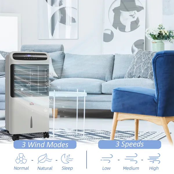 HOMCOM 3-In-1 Ice Cooling Fan, Mobile Evaporative Air Cooler with Remote, Timer, Oscillating for Home Office, Bedroom, Gray - product image 5