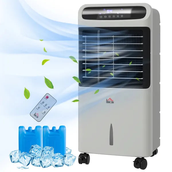 HOMCOM 3-In-1 Ice Cooling Fan, Mobile Evaporative Air Cooler with Remote, Timer, Oscillating for Home Office, Bedroom, Gray - product image 1
