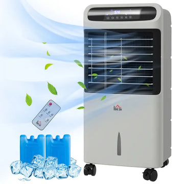 HOMCOM 3-In-1 Ice Cooling Fan, Mobile Evaporative Air Cooler with Remote, Timer, Oscillating for Home Office, Bedroom, Gray - product image 1