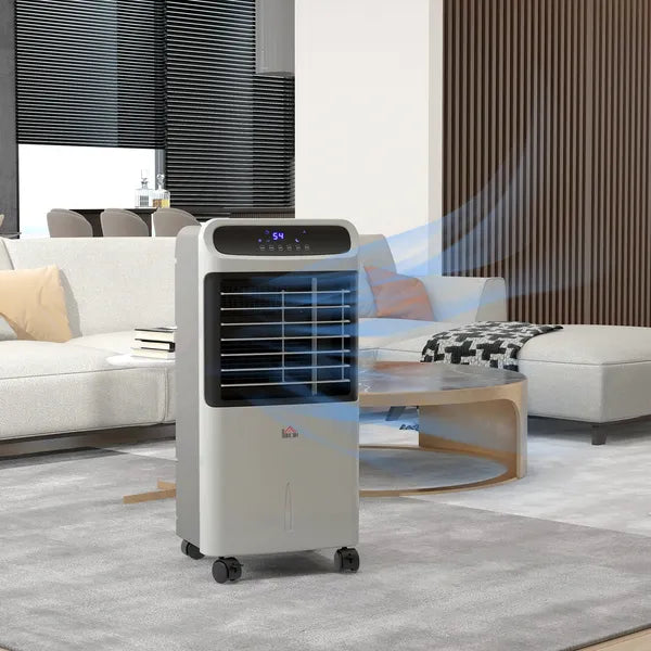 HOMCOM 3-In-1 Ice Cooling Fan, Mobile Evaporative Air Cooler with Remote, Timer, Oscillating for Home Office, Bedroom, Gray - product image 2