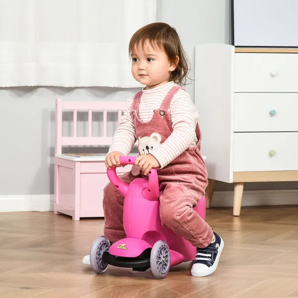 3-in-1 Kids Scooter Walker Push Car, Pink, Height Adjustable, with Storage, Durable - product image 8