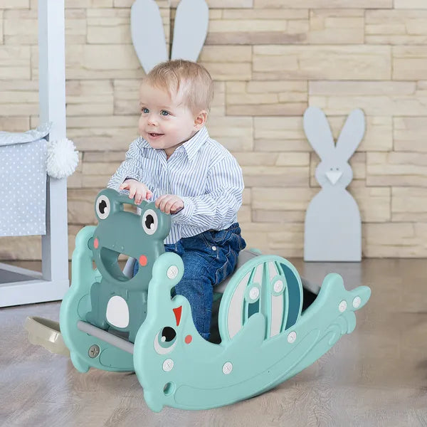 Qaba 3-in-1 Toddler Slide Rocking Horse and Basketball Hoop Green for Ages 18-36 Months - product image 2