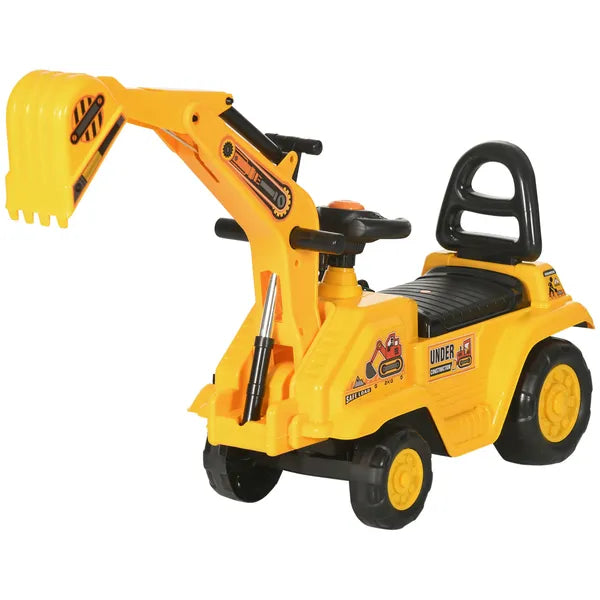 HOMCOM 3-in-1 Ride On Excavator Digger Scooter and Pulling Cart, Construction Pretend Play Toy for Kids - product image 11