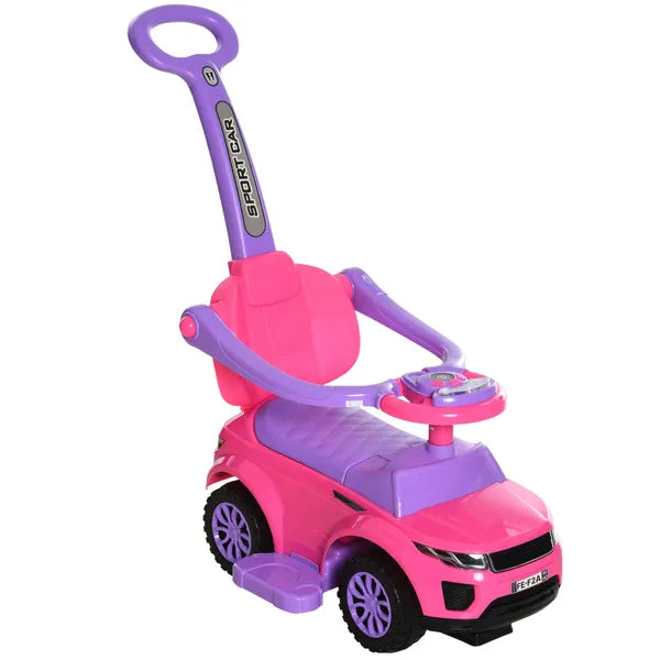 3 in 1 Toddler Ride-On Car, Push Car, Sliding Walking Toy, Horn, Music, Light, Pink, 1-3 Years Old - product image 1
