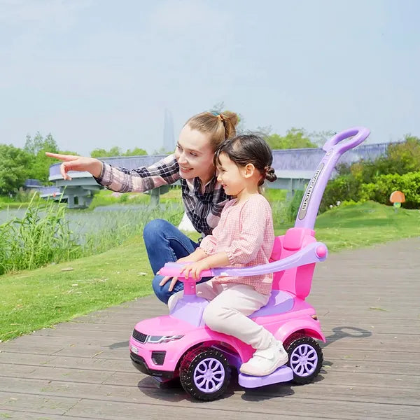 3 in 1 Toddler Ride-On Car, Push Car, Sliding Walking Toy, Horn, Music, Light, Pink, 1-3 Years Old - product image 2