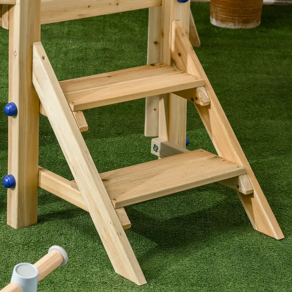Outsunny 3-in-1 Wooden Swing Set with Slide, Swing Seat, Fort, Wheel, Telescope and Mailbox, for 1.5-4 Years Old, Children's Outdoor Toys - product image 7