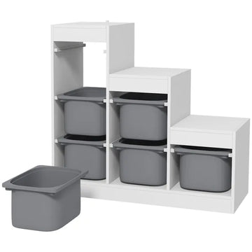 Qaba 3 Layers Kids Toy Storage Organizer with 6 Storage Bins, Kids Bookshelf for Ages 3-8 Years, Play Room, Bedroom, Gray - product image 1