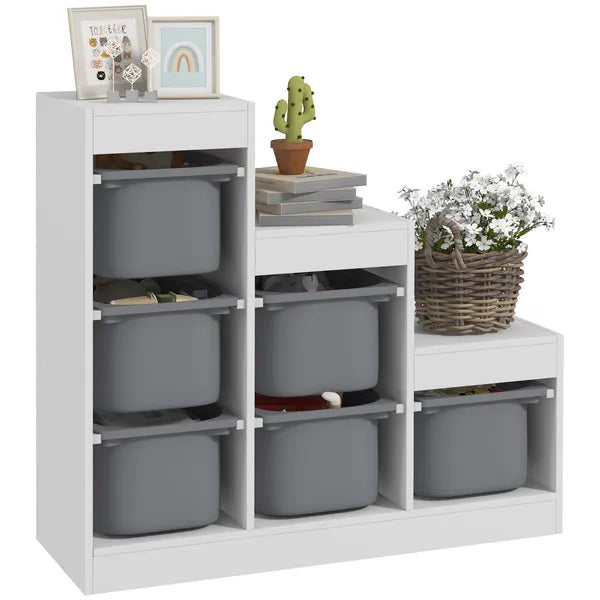 Qaba 3 Layers Kids Toy Storage Organizer with 6 Storage Bins, Kids Bookshelf for Ages 3-8 Years, Play Room, Bedroom, Gray - product image 11