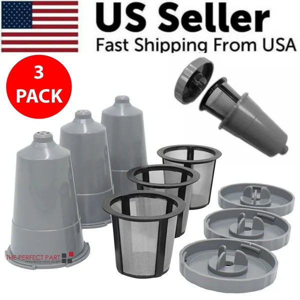 3 Pack Reusable Coffee Filter Cups Compatible with Keurig Brewers