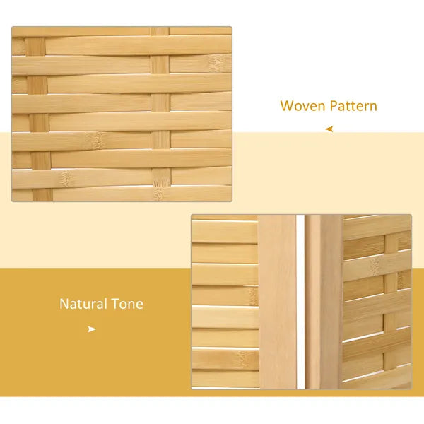 HOMCOM 3 Panel Bamboo Room Divider Hand Woven Folding Privacy Screen Natural for Home Office 4725x67x075 - product image 4