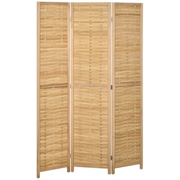 HOMCOM 3 Panel Bamboo Room Divider Hand Woven Folding Privacy Screen Natural for Home Office 4725x67x075 - product image 1