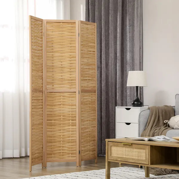 HOMCOM 3 Panel Bamboo Room Divider Hand Woven Folding Privacy Screen Natural for Home Office 4725x67x075 - product image 2