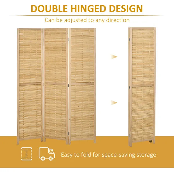 HOMCOM 3 Panel Bamboo Room Divider Hand Woven Folding Privacy Screen Natural for Home Office 4725x67x075 - product image 6