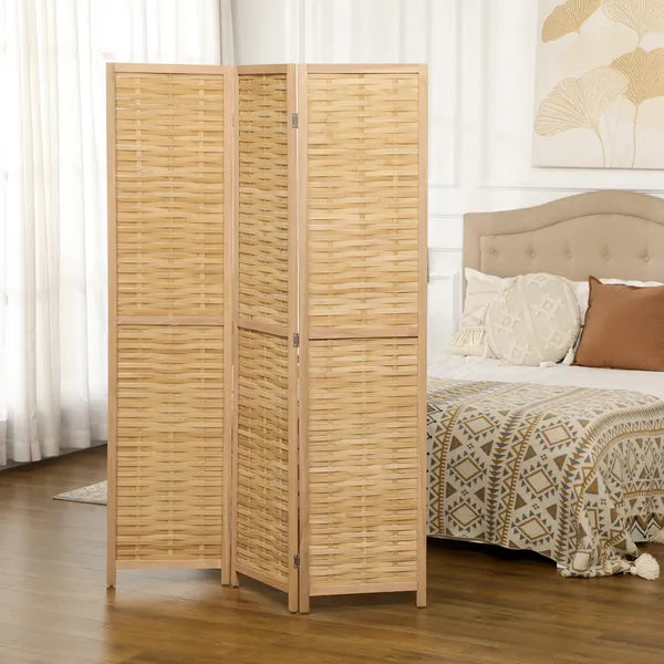HOMCOM 3 Panel Bamboo Room Divider Hand Woven Folding Privacy Screen Natural for Home Office 4725x67x075 - product image 10