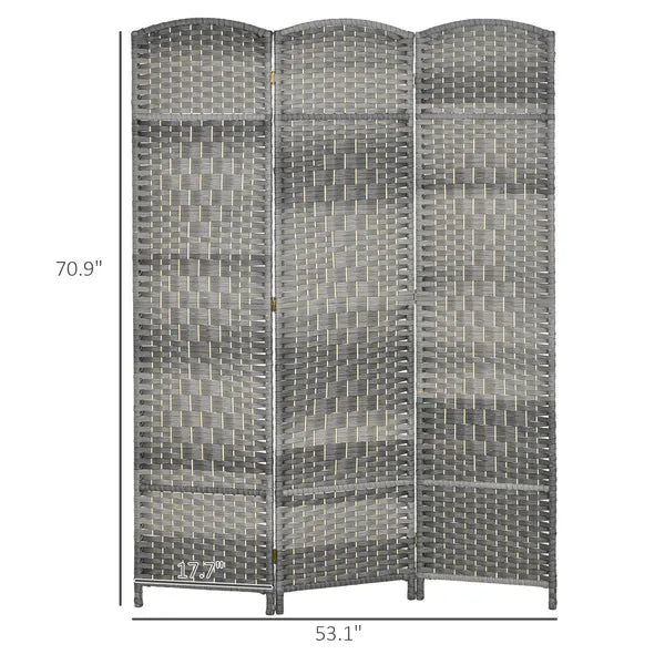 HOMCOM 3 Panel Room Divider, 6 Ft Tall Privacy Screen in Mixed Gray, Freestanding Wood Partition Modern Home Office Decor - product image 3