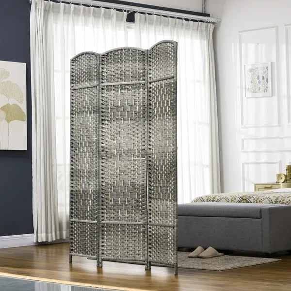 HOMCOM 3 Panel Room Divider, 6 Ft Tall Privacy Screen in Mixed Gray, Freestanding Wood Partition Modern Home Office Decor - product image 10