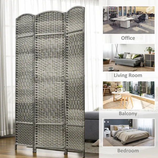 HOMCOM 3 Panel Room Divider, 6 Ft Tall Privacy Screen in Mixed Gray, Freestanding Wood Partition Modern Home Office Decor - product image 7