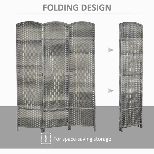 HOMCOM 3 Panel Room Divider, 6 Ft Tall Privacy Screen in Mixed Gray, Freestanding Wood Partition Modern Home Office Decor - product image 4