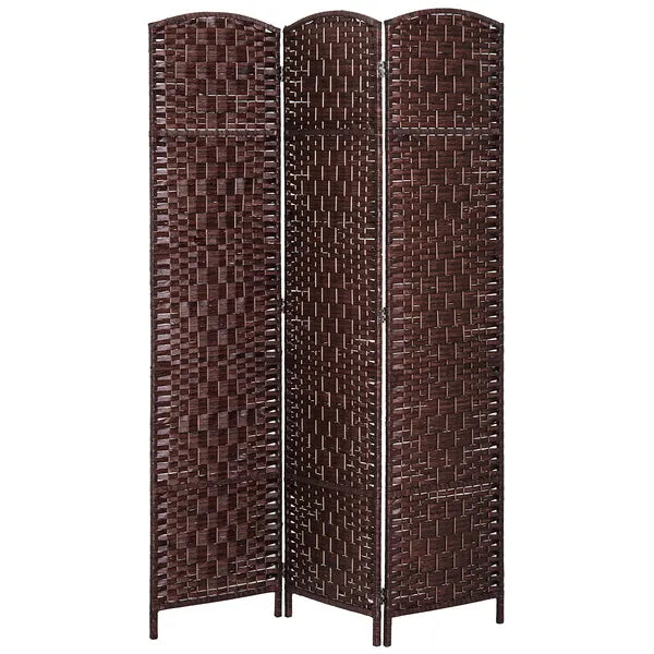 HOMCOM 3 Panel Wicker Room Folding Divider 6 ft Tall Privacy Screen Brown - product image 1