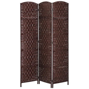 HOMCOM 3 Panel Wicker Room Folding Divider 6 ft Tall Privacy Screen Brown - product image 1