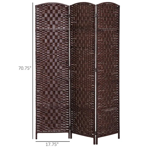 HOMCOM 3 Panel Wicker Room Folding Divider 6 ft Tall Privacy Screen Brown - product image 3