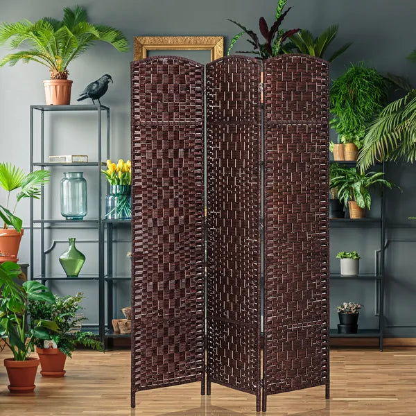 HOMCOM 3 Panel Wicker Room Folding Divider 6 ft Tall Privacy Screen Brown - product image 7