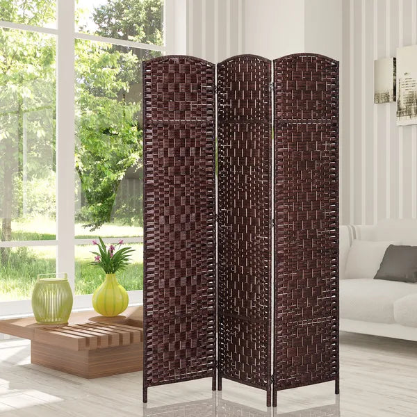 HOMCOM 3 Panel Wicker Room Folding Divider 6 ft Tall Privacy Screen Brown - product image 10
