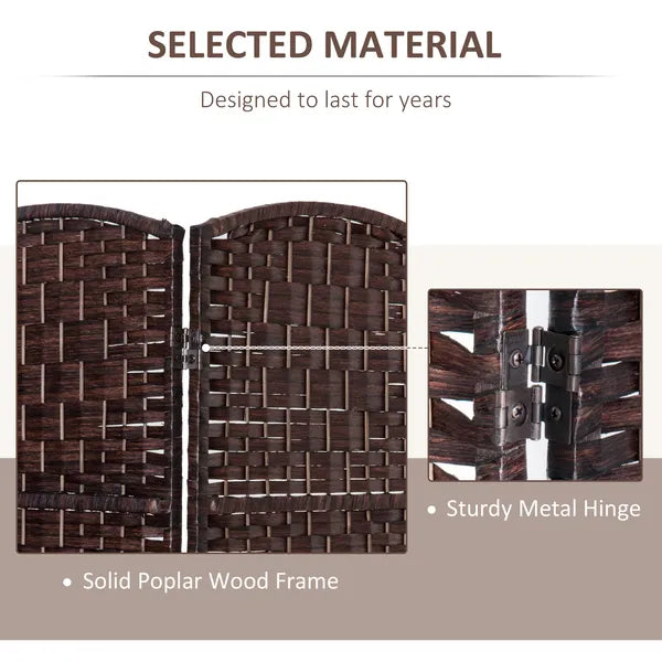 HOMCOM 3 Panel Wicker Room Folding Divider 6 ft Tall Privacy Screen Brown - product image 5