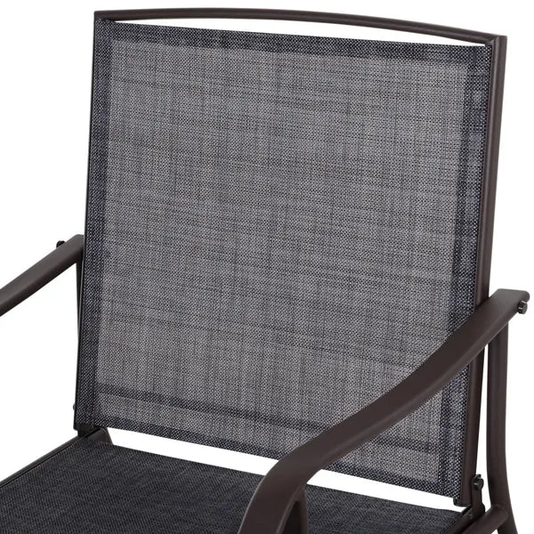 Outsunny 3 Pcs Outdoor Glider Swing, with Coffee Table Bistro Set, Breathable Mesh Fabric, Supports Up to 352 lbs., for Garden, Gray - product image 8