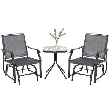 Outsunny 3 Pcs Outdoor Glider Swing, with Coffee Table Bistro Set, Breathable Mesh Fabric, Supports Up to 352 lbs., for Garden, Gray - product image 1