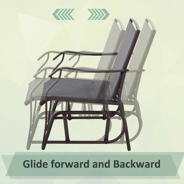 Outsunny 3 Pcs Outdoor Glider Swing, with Coffee Table Bistro Set, Breathable Mesh Fabric, Supports Up to 352 lbs., for Garden, Gray - product image 5