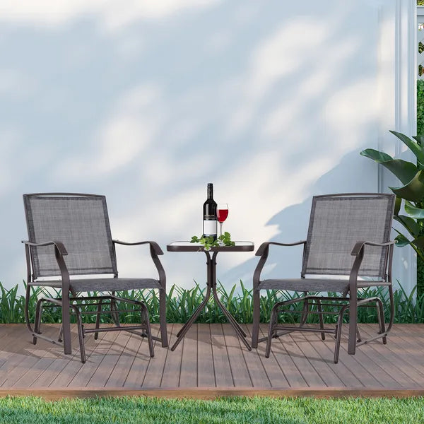 Outsunny 3 Pcs Outdoor Glider Swing, with Coffee Table Bistro Set, Breathable Mesh Fabric, Supports Up to 352 lbs., for Garden, Gray - product image 10