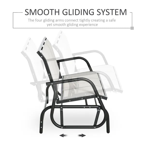 Outsunny 3-Person Breathable Mesh Patio Glider Swing - Cream White Outdoor Porch Bench with Metal Frame - product image 4