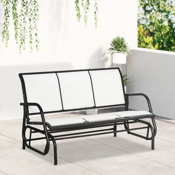 Outsunny 3-Person Breathable Mesh Patio Glider Swing - Cream White Outdoor Porch Bench with Metal Frame - product image 10