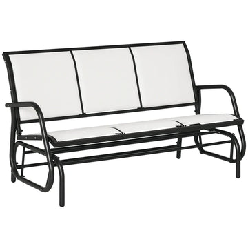 Outsunny 3-Person Breathable Mesh Patio Glider Swing - Cream White Outdoor Porch Bench with Metal Frame - product image 1