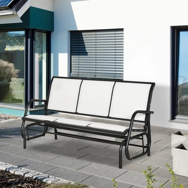Outsunny 3-Person Breathable Mesh Patio Glider Swing - Cream White Outdoor Porch Bench with Metal Frame - product image 2