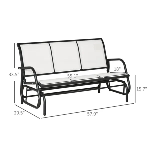 Outsunny 3-Person Breathable Mesh Patio Glider Swing - Cream White Outdoor Porch Bench with Metal Frame - product image 3