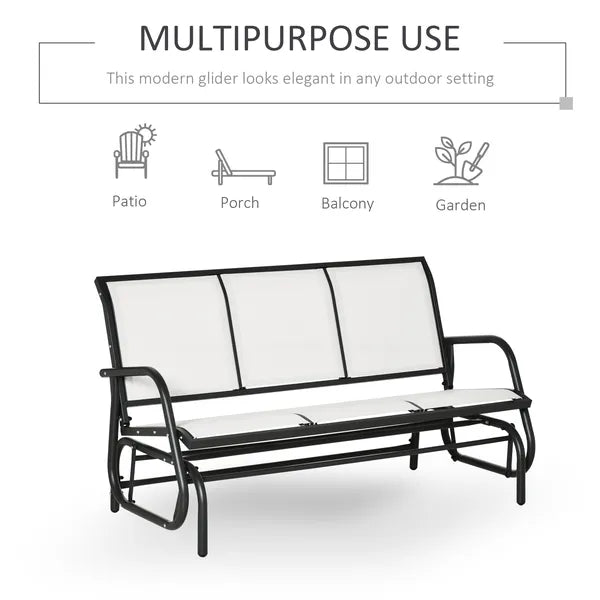 Outsunny 3-Person Breathable Mesh Patio Glider Swing - Cream White Outdoor Porch Bench with Metal Frame - product image 5