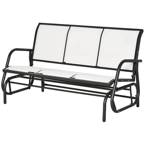 Outsunny 3-Person Breathable Mesh Patio Glider Swing - Cream White Outdoor Porch Bench with Metal Frame - product image 11
