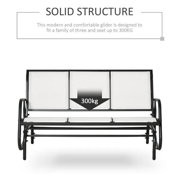 Outsunny 3-Person Breathable Mesh Patio Glider Swing - Cream White Outdoor Porch Bench with Metal Frame - product image 6