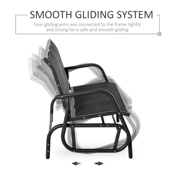 Outsunny 3-Person Outdoor Patio Glider Bench, Porch Glider Swing with 3 Seats, Breathable Mesh Fabric, Metal Frame, Black - product image 4